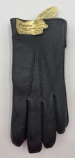 Mens Black Leather Capeskin Fur Lined Gloves M 9-9 1/2 Unbranded VTG Philippines