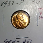 Lustrous Cartwheel Gem+ RED Brilliant Uncirculated 1937-P Lincoln Penny L1
