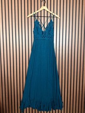 Free People Dress Small Women Blue Strappy Smocked Gauze Knit A Line Midi / Max