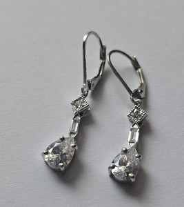 Art Deco Vintage Style Lab Created Diamond Bridal 14K White Gold FN Earrings