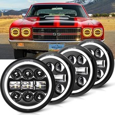 LED Angel Eye Headlight 5.75 Inch White Amber Halos 4 Set
