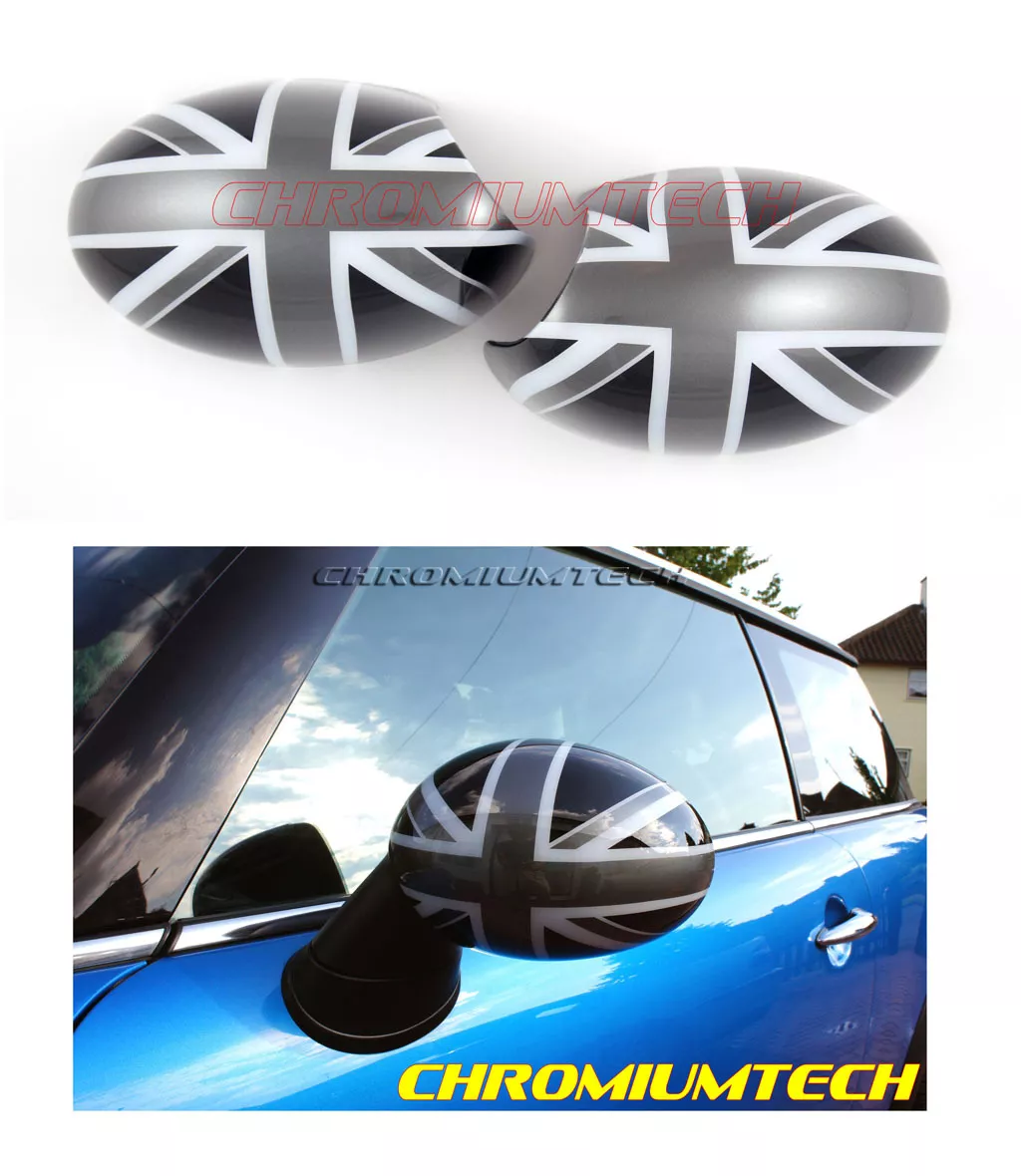 GEN 1 MINI Cooper S ONE R50 R52 R53 BLACK UNION JACK MIRROR CAP COVERS UK RHD