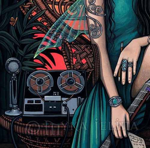 Bohemian Fairy Song Writer Musical Peacock Chair Aria CANVAS Print Signed Myka - Picture 4 of 7