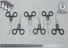 6 Dog Cat Pet Grooming Hemostat Hair Puller 5" Black Dep Handle Curved