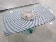 Runner tovaglietta rettangolare quadretti bianco blu country shabby chic 83x44