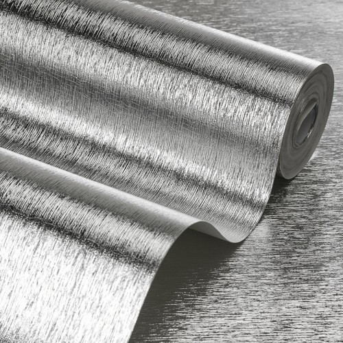 Papel pintado texturizado metálico brillante con textura de lámina de muriva y brillo de lámina - Imagen 3 de 10