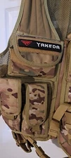 Yakeda Tactical Vest Camouflage Adjustable Sizing W/Pistol Holster/Magazines Etc