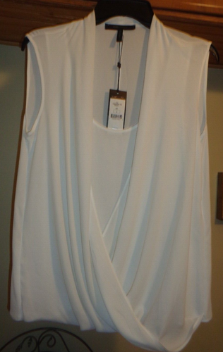 BCBG MAX AZRIA WHITE DRAPED FRONT SLEEVELESS "RAYCHEL" TOP NWT S