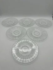 Set of 6 Federal Glass Wheat and Star Clear 6" Dessert Plates