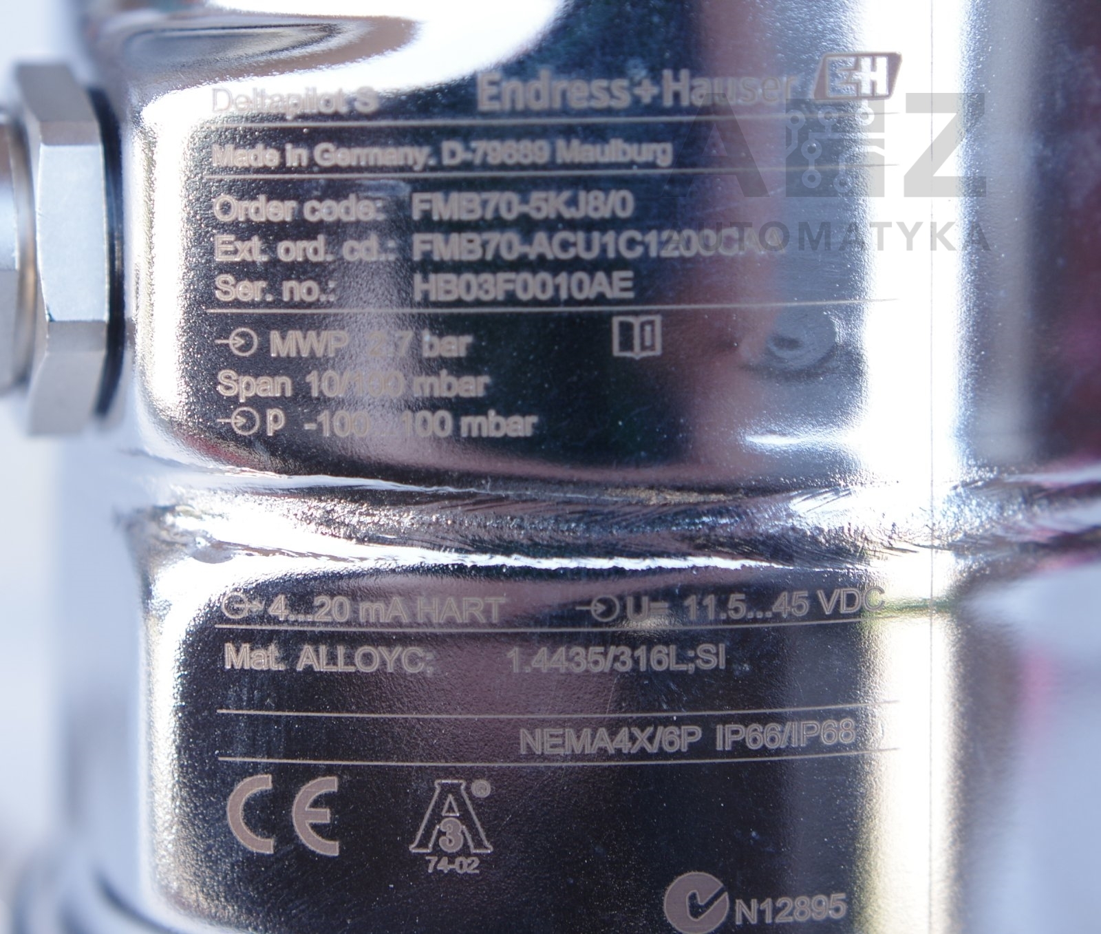 ENDRESS + HAUSER DELTAPILOT S FMB70-5KJ8/0 Hydrostatic level ...