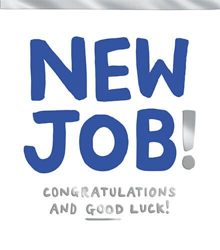 New Job Card Congratulations - Words Big Bright Loud Neon Design Greeting Card