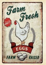 Farm Fresh Eggs Farm Raised cottage decor metal tin sign dorm room wall decor