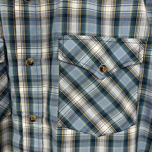 Pendleton Short Sleeve Pearl Snap Shirt Men's Size S Blue Frontier Plaid Western - Picture 5 of 9