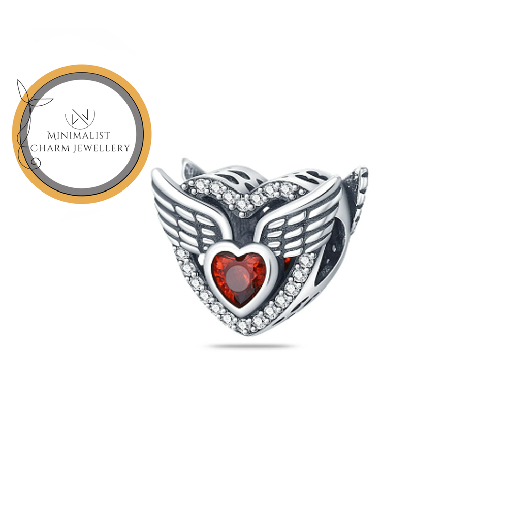 Heart Wings Charm for Women in Sterling Silver