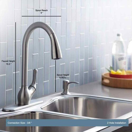 Kohler R776-SD-VS Barossa Stainless Steel Single-Handle Pull-Down Faucet - 第 3/6 張圖片