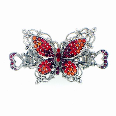 VINTAGE BUTTERFLY HAIR CLAW CLIP HAIRPIN USE SWAROVSKI 
