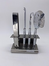 SET COCA COLA IN ACCIAIO - 4 PZ. STRAINER, CAVATAPPI, PINZA GHIACCIO, COCKTAIL