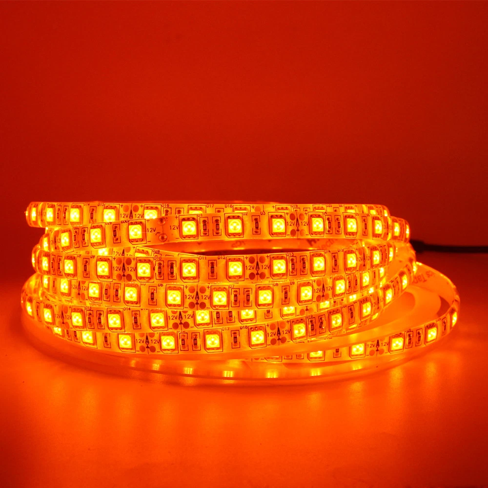 LED Flexible Strip Light 5050 SMD reel Orange 5M Waterproof string tape  lamp 12V