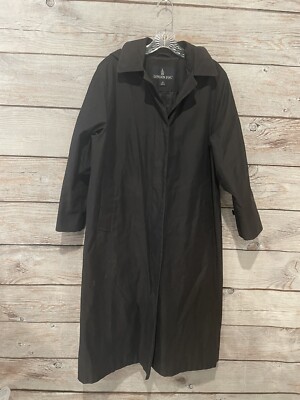 London Fog Black Trench Coat Lined Detachable Hood Button Front Women's  Size 4P