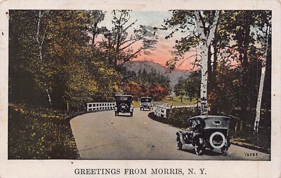 Grüße Aus Morris Neu York-Model T Fords Auf Der Straße ~ 1930 Postkarte