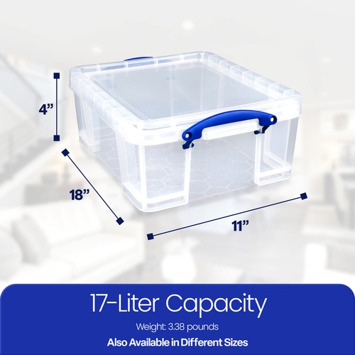 Really Useful Box 17L Storage Container with Lid and Clip Lock Handles, (4 Pack) - Picture 3 of 9
