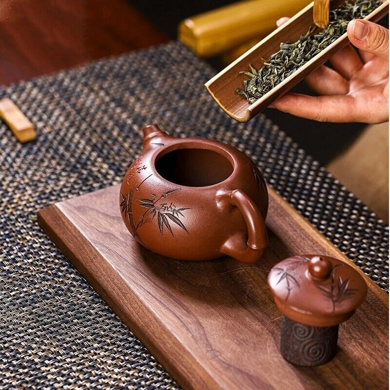 China Yixing Zisha Dicaoqing Clay Marked Tea Pot Original Ore Handmade Pot 8.8oz - Image 2 of 4