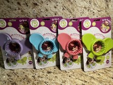  LotOf 4 Baby Bottle Handle Grips / Teether Elephant Ears.Purple Green Pink Blue
