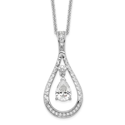 Sentimental Expressions Silver  April CZ Stone Never Forget Tear 18in Birthstone