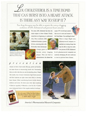 Americas Pharmaceutical LDL Cholesterol 1995 Vintage Print Advertisement