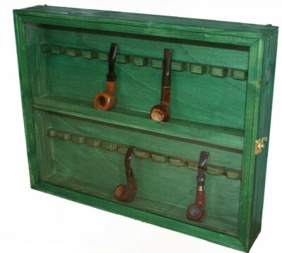 24 Seater Pipe Display Case Green Wall Rack Pipe Display