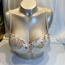 victoria secrets beige with flower lace multi way strapless bra size 32dd
