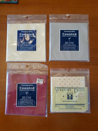 Flamingo Mills Counted Cross Stitch Fabric Mixed Lot Of 4