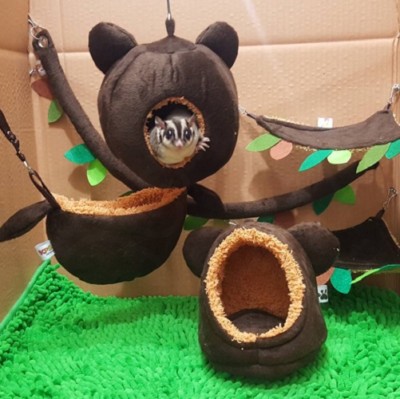 6 Pcs. Sugar Glider Cage Set Forest Bear Pattern, Small Pet Marmoset Hamster.