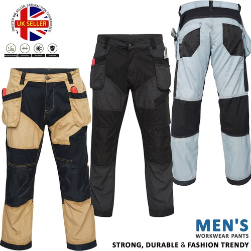 Mens Work Trousers Worker Wear Cargo 