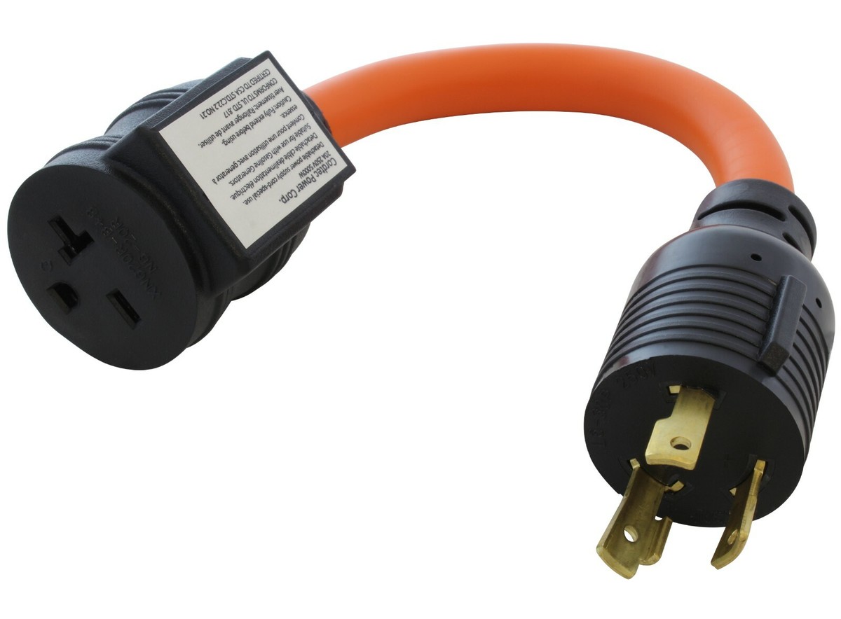 T-120 アンプ パワーブースター AC WORKS® L6-30P to 6-15/20R Adapter with 20A Breaker, 250V, 1ft