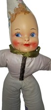 Vtg 40s Carnival Prize Doll 16" Plastic Face Plush Stuffed Doll