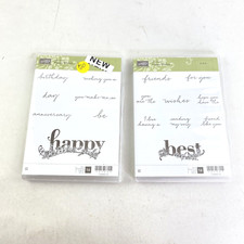 Stampin Up Happy Wishes Stamp Sets 1 and 2 - 16 Stamps Each Set NEW