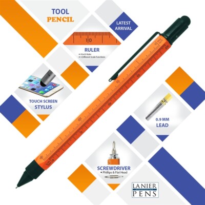 Monteverde USA One Touch Tool Stylus, 0.9 mm Pencil, Orange (MV35296)