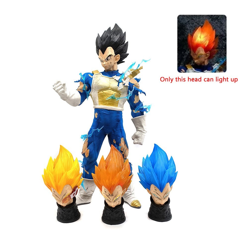 Dragon Ball Vegeta Super Saiya Figura Anime Modelo Juguete con 3 Cabezales Intercambiables