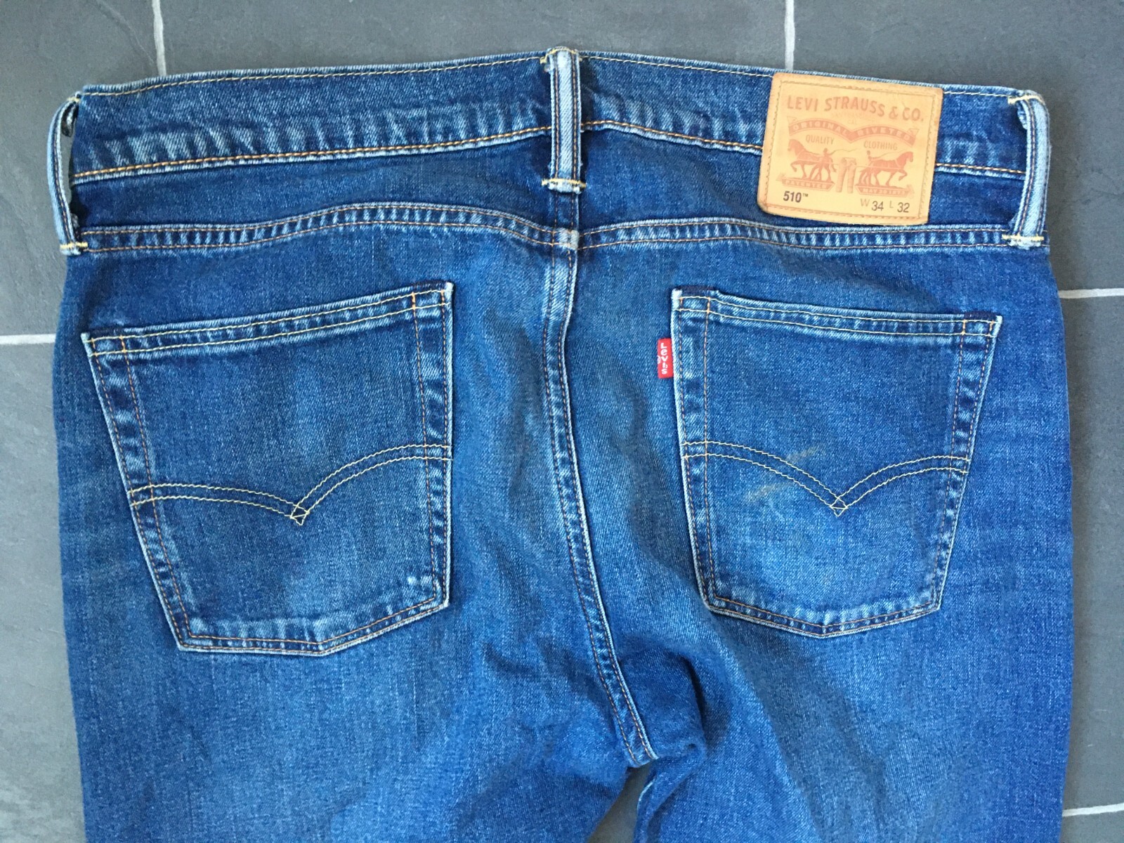 LEVI'S 510 MENS W34 L32 SLIM FIT ZIP FLY RED TAB BLUE DENIM JEANS eBay