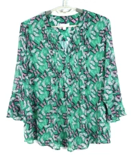 CHARTER CLUB Women's Polyester 3/4 Sleeve Blouse Butterfly  Multicolor Size XL