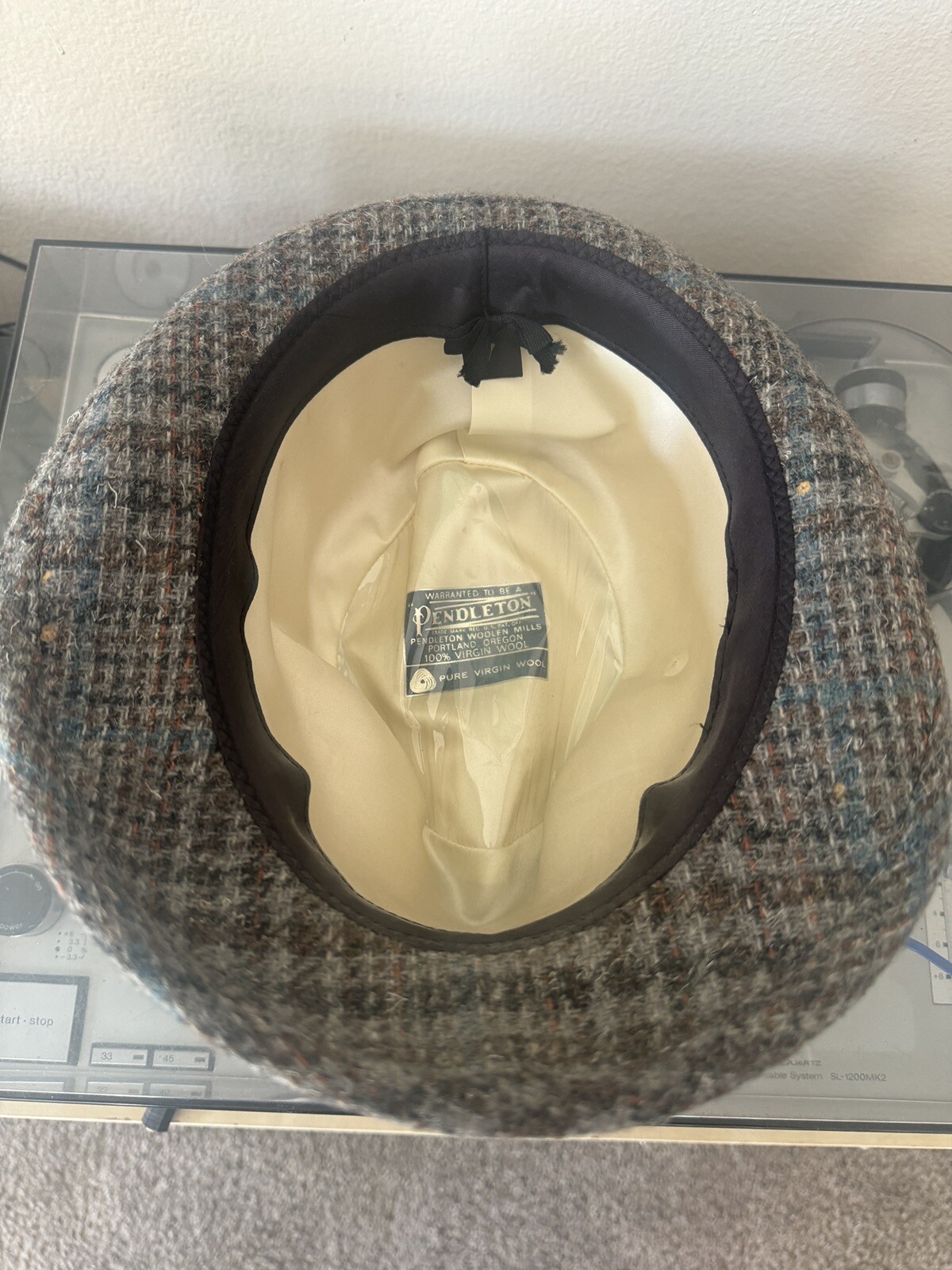 Pendleton Fedora Virgin Wool Hat Size 7 Tweed Fea… - image 4