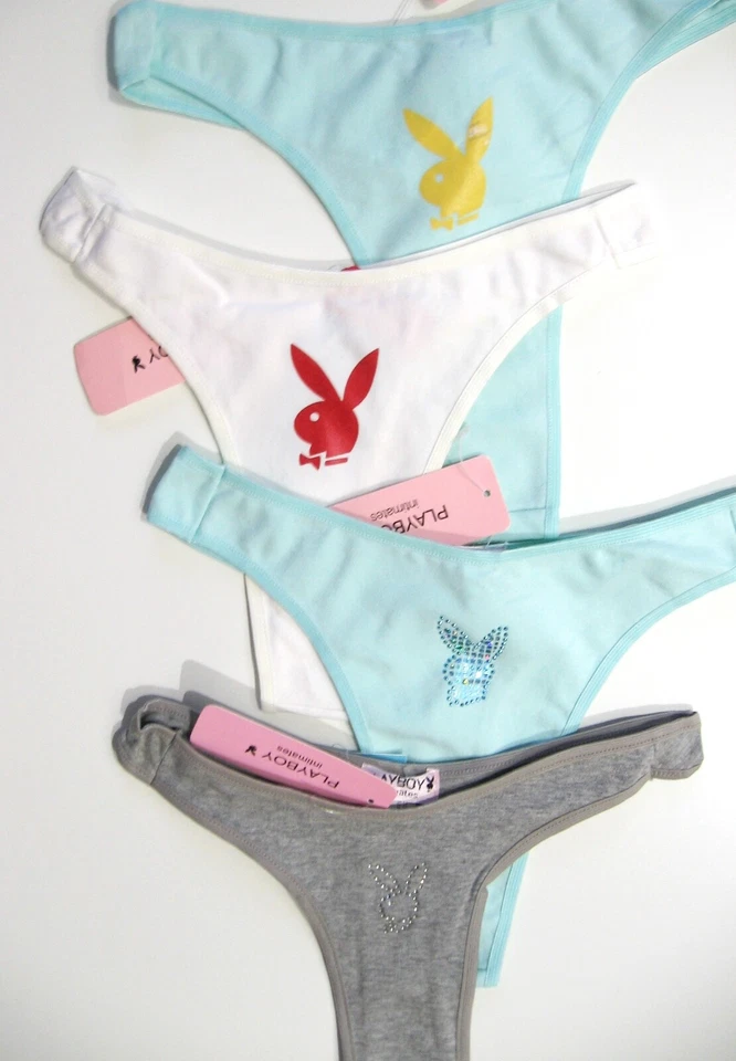 Tanga de algodón elástico cabeza de conejo estampada lentejuelas playboy íntimates para mujer A0223 Foto 2 de 3