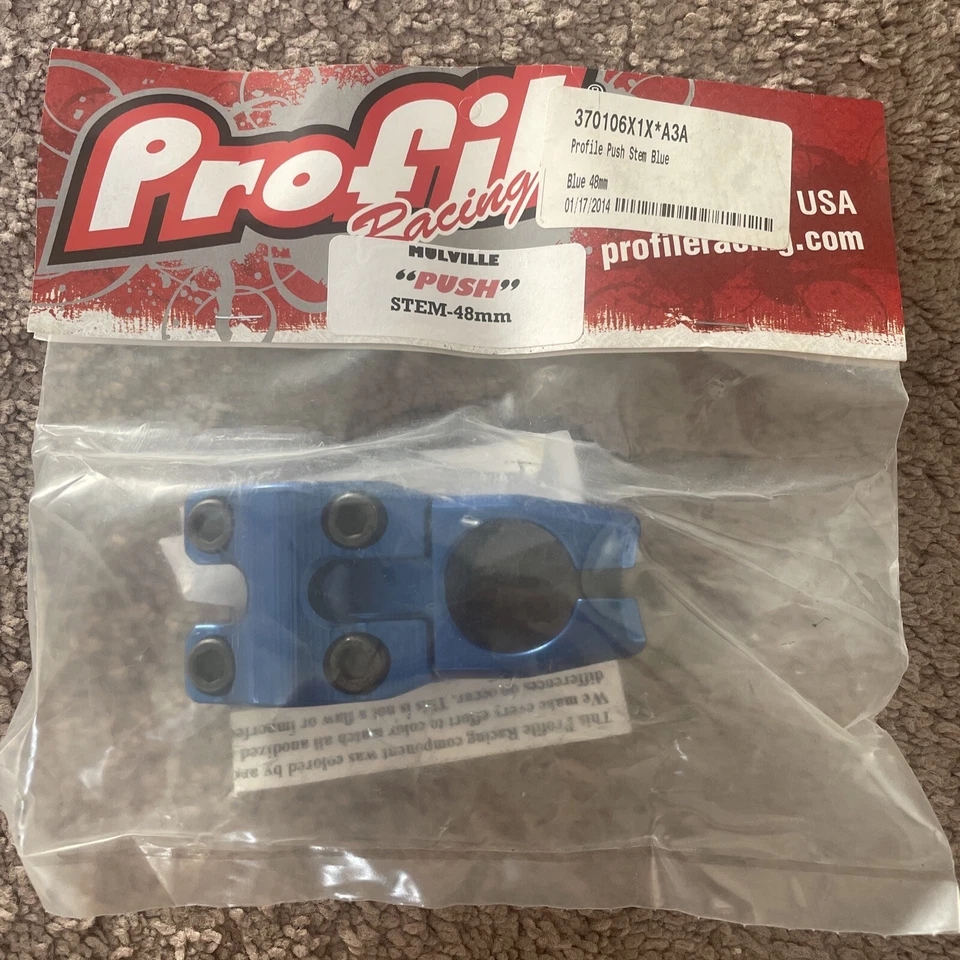 BNWT Profile Racing Bundle Push Stem - 48mm Blue & Valve Caps BMX Bikes - Image 2 of 4