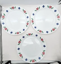 3 CORELLE QUILT DINNER PLATES 10 1/4 in.--SUPERB CONDITION--