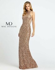 $498 Mac Duggal Copper Sequin Beaded Samantha Stone 4818A Sheath Gown 6 NWT M522