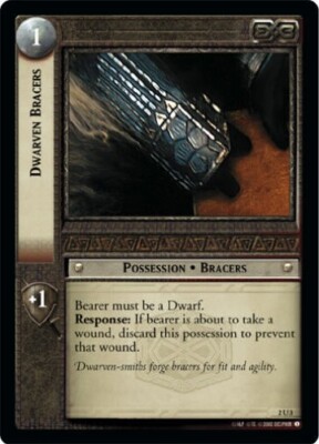 LOTR LOTR TCG MINES OF MORIA DWARVEN BRACERS 2U3 FOIL M/GEM MINT Tip Top Shelf