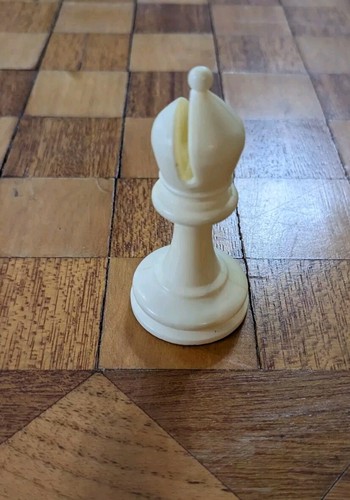 Vintage 1960's Era Chess Piece Replacement White Bishop 2.5" Tall Felted Plastic