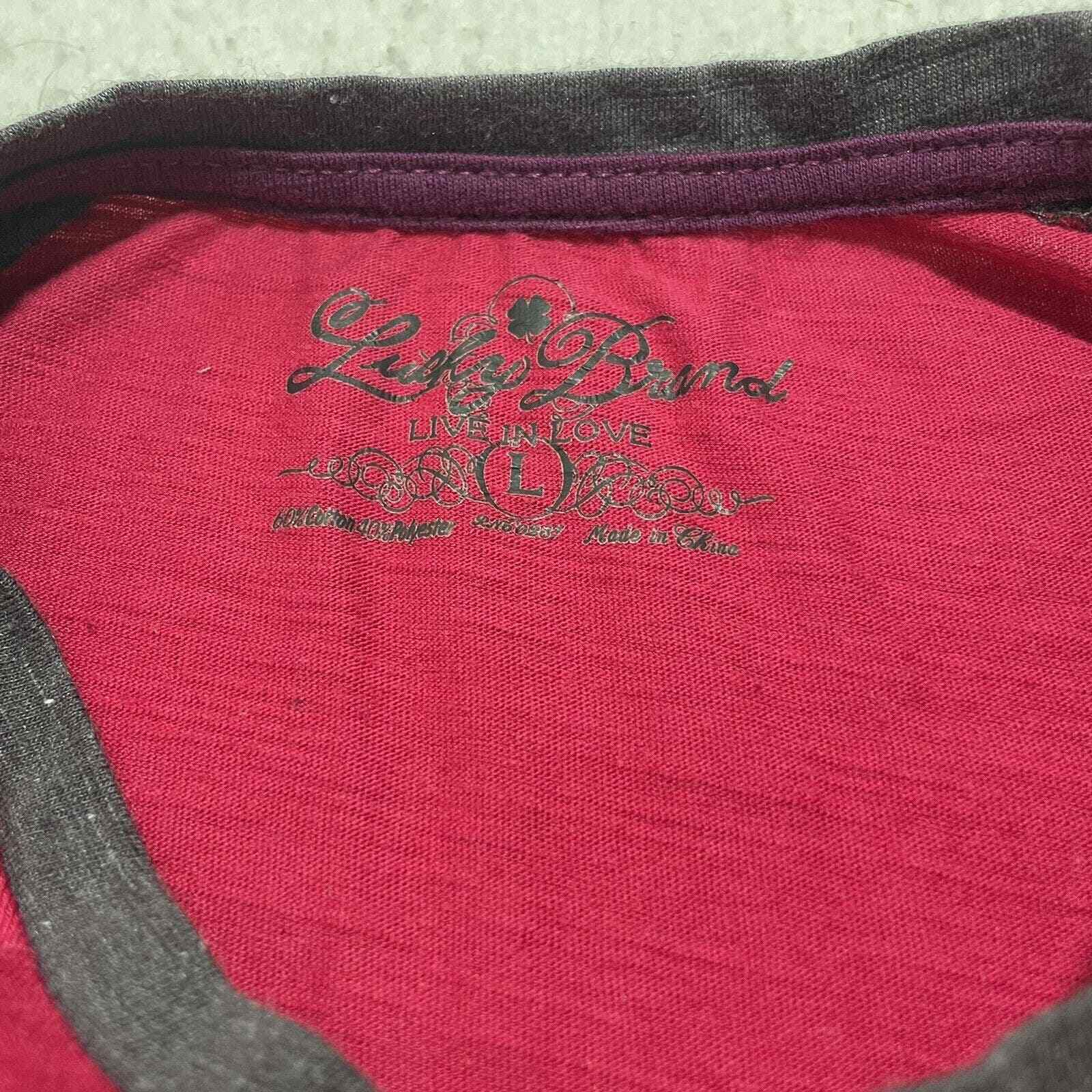 Lucky Brand Live in Love Girl's Large Pink Gray Raglan Sleeve Crewneck Shirt image 7