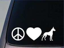 Peace love Great Dane sticker H112 8" vinyl german mastiff